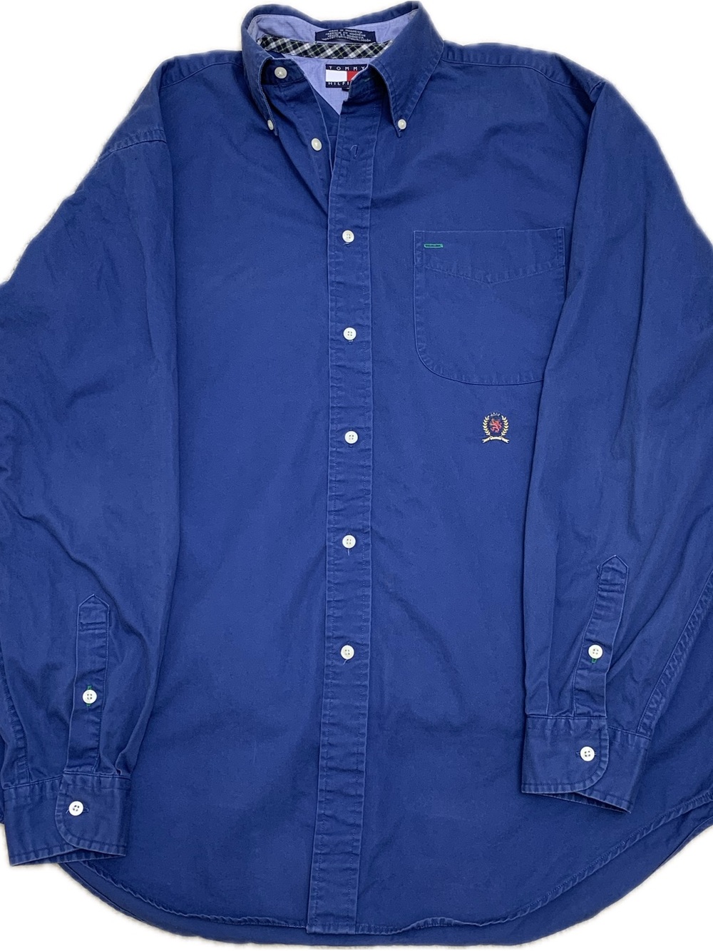 Vintage Tommy Hilfiger Men's Deep Blue Button-Down Shirt